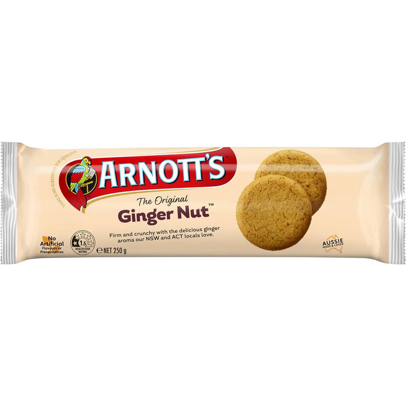Arnott's Gingernut Plain Biscuits 250g
