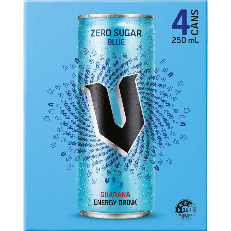 V Energy Drink 250 ml - 4 Pack (4 Flavour Choices)