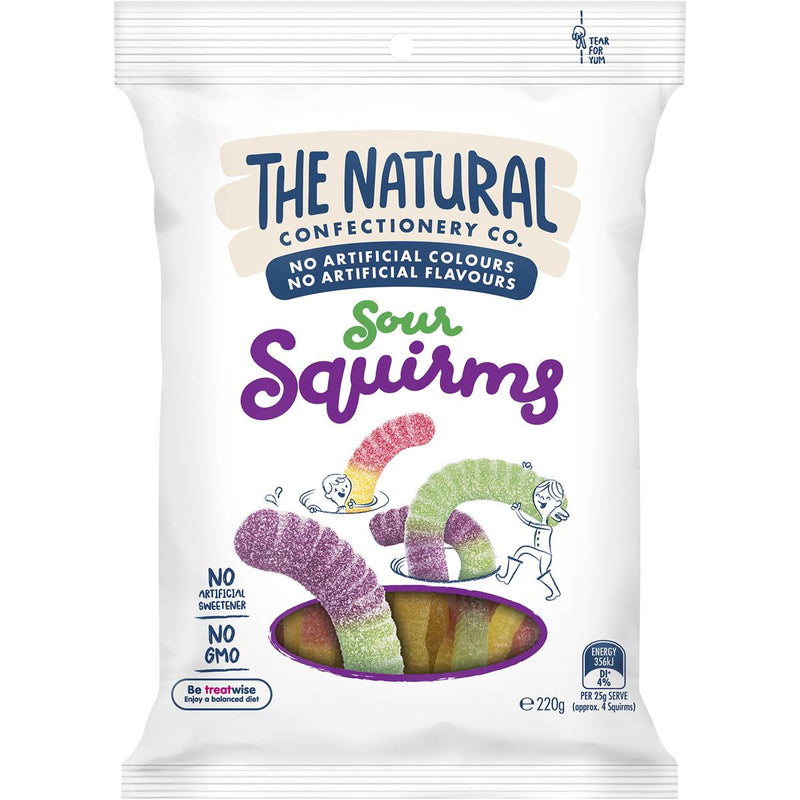 The Natural Confectionery Co. Sour Squirms Lollies 220g