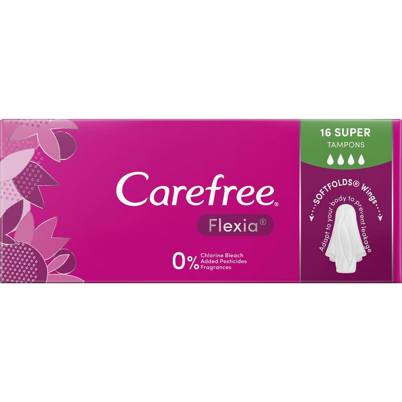 Carefree Flexia Super Tampons 16 Pack
