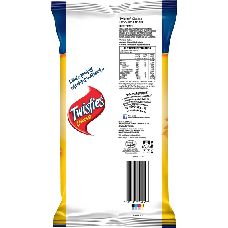Twisties Cheese Multipack (6 Pack) 114g