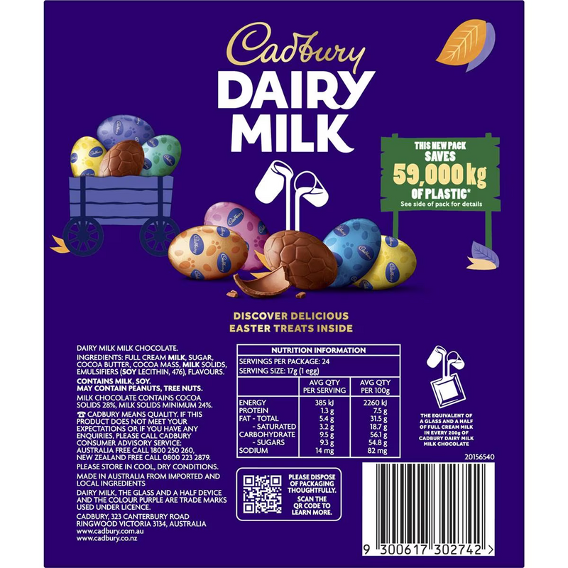 BB 6/24 | Cadbury Dairy Milk Hunting Hollow Eggs 24 Pack 408g