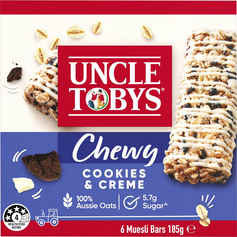 Uncle Tobys Muesli Bars Cookies And Creme 185g