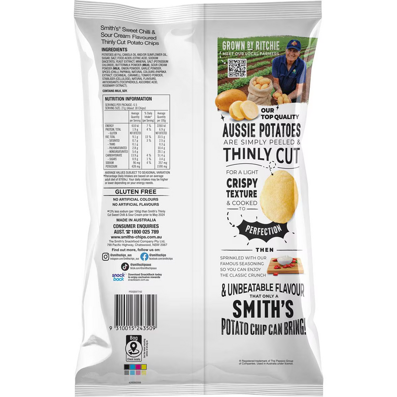 Smith's Thinly Cut Sweet Chilli & Sour Cream 175g