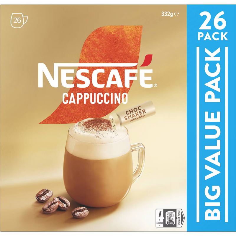Nescafe Cappuccino Coffee Sachets 26 Pack 332g