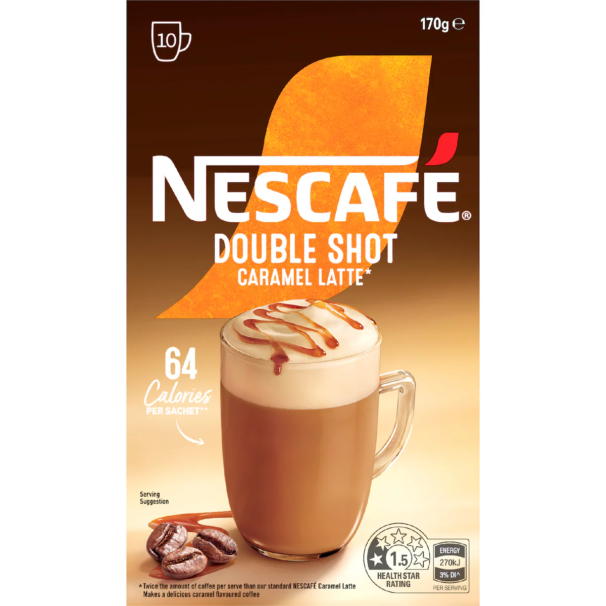 Nescafe Double Shot Caramel Latte Sachets 10 Pack 180g | Worldwide