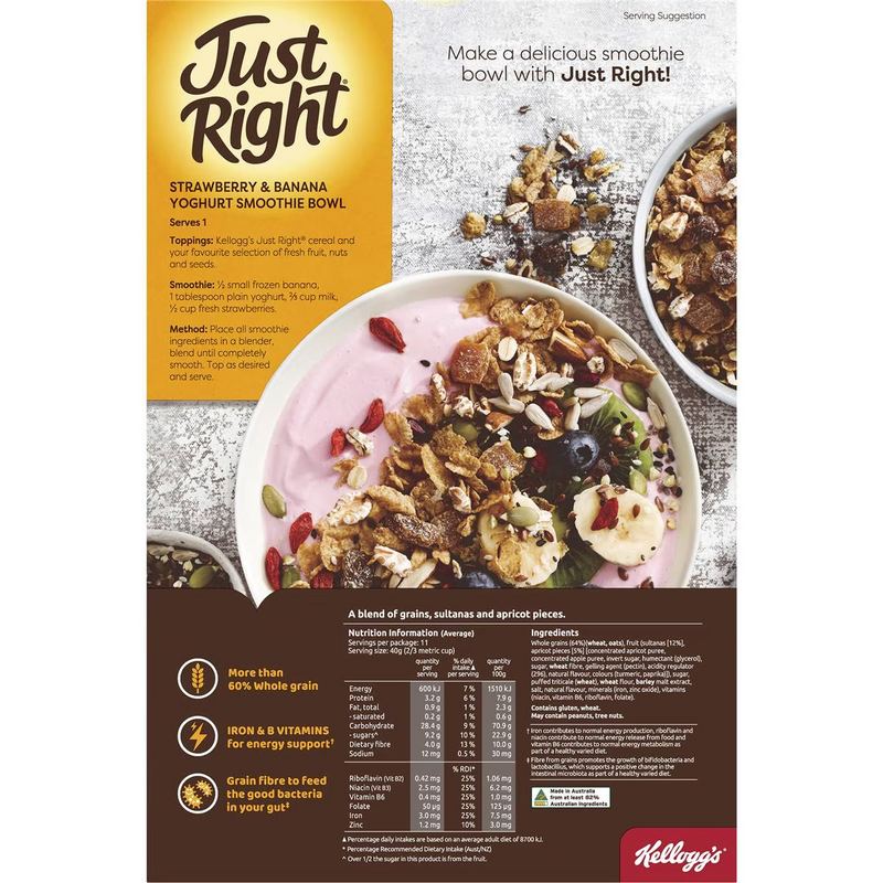 Kellogg's Just Right Apricot & Sultana Breakfast Cereal 460g