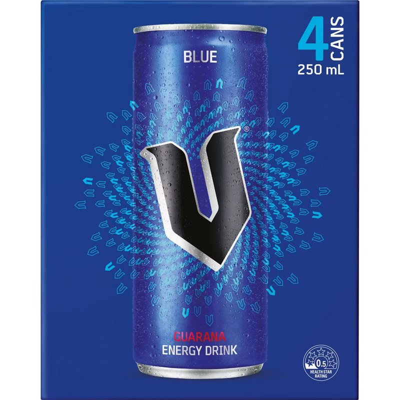 V Energy Drink 250 ml - 4 Pack (4 Flavour Choices)