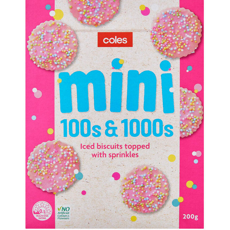 Coles Mini 100s & 1000s Iced Biscuits 200g