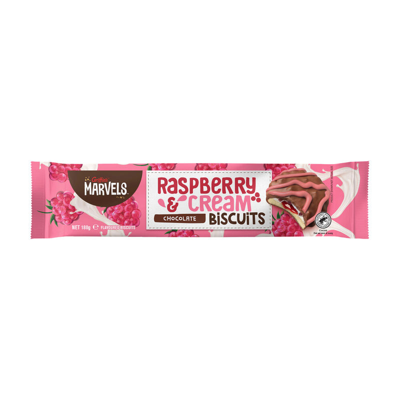 Griffins Marvels Raspberry Cream Chocolate Biscuits 180g