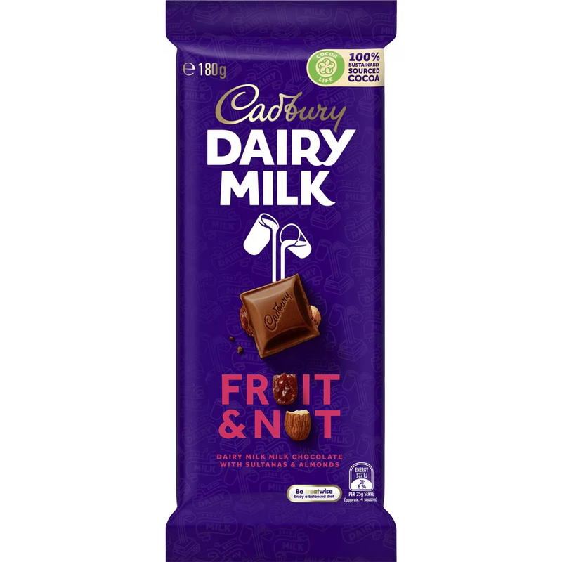 Cadbury Dairy Milk Fruit & Nut Chocolate Block 180g
