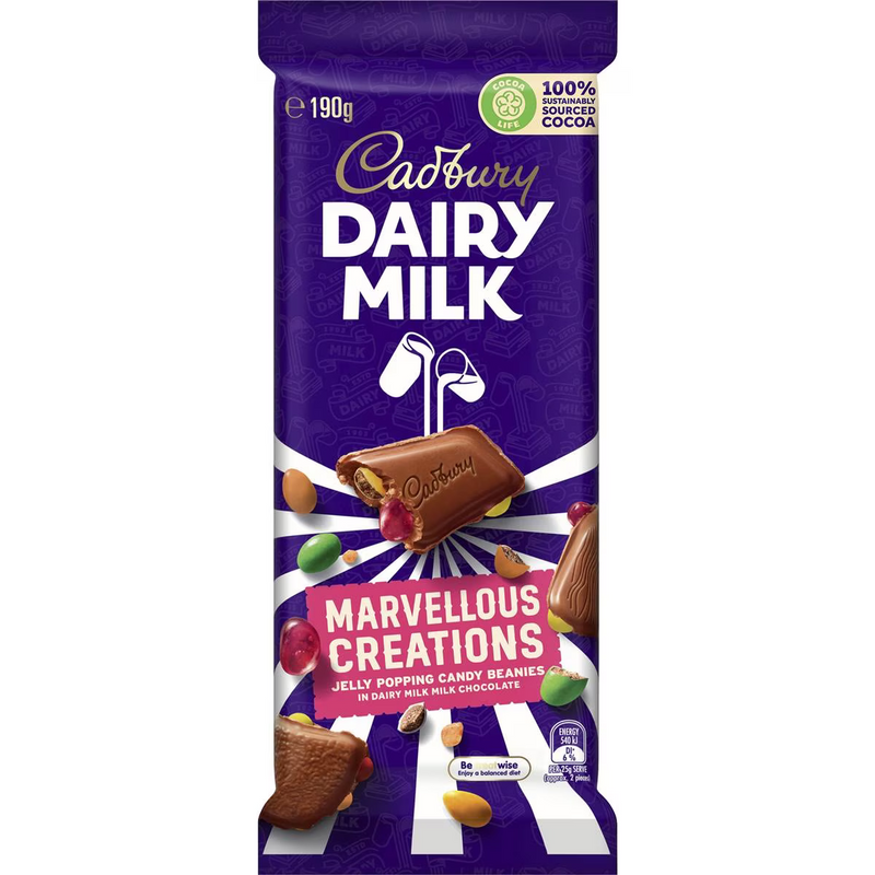 Cadbury Dairy Milk Marvellous Creations Jelly Popping Candy Block 190g