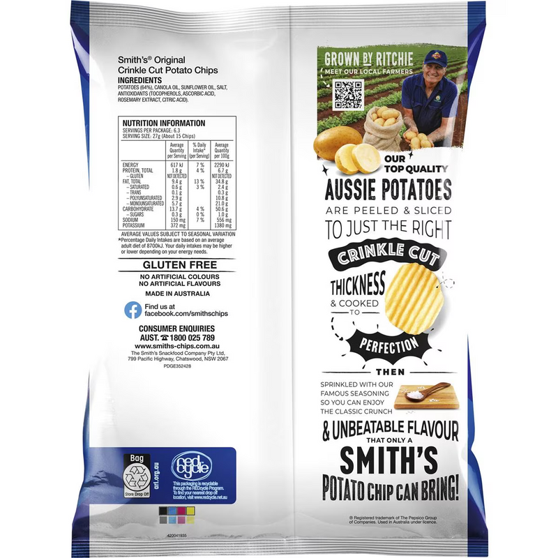 Smith's Crinkle Cut Original Chips 170g