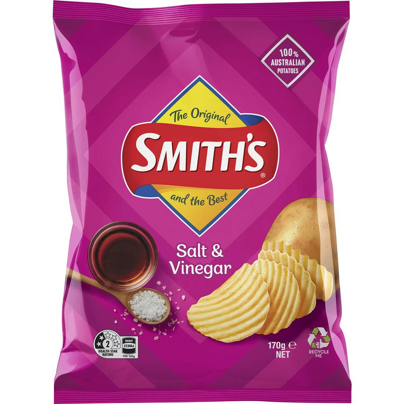 Smith's Crinkle Cut Potato Salt & Vinegar Chips 170g