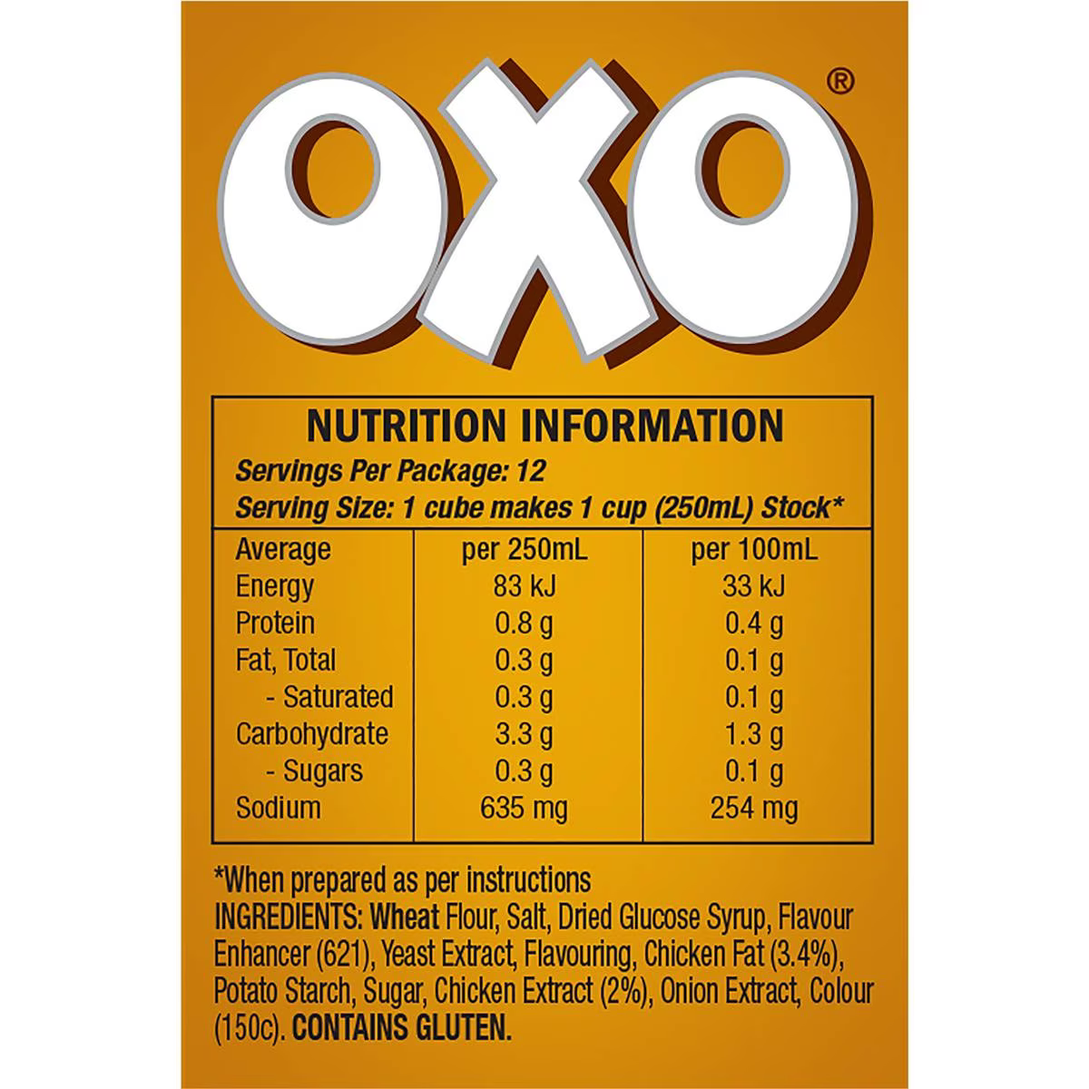 Oxo Chicken Flavour (12 Stock Cubes) 71g | Worldwide Shipping