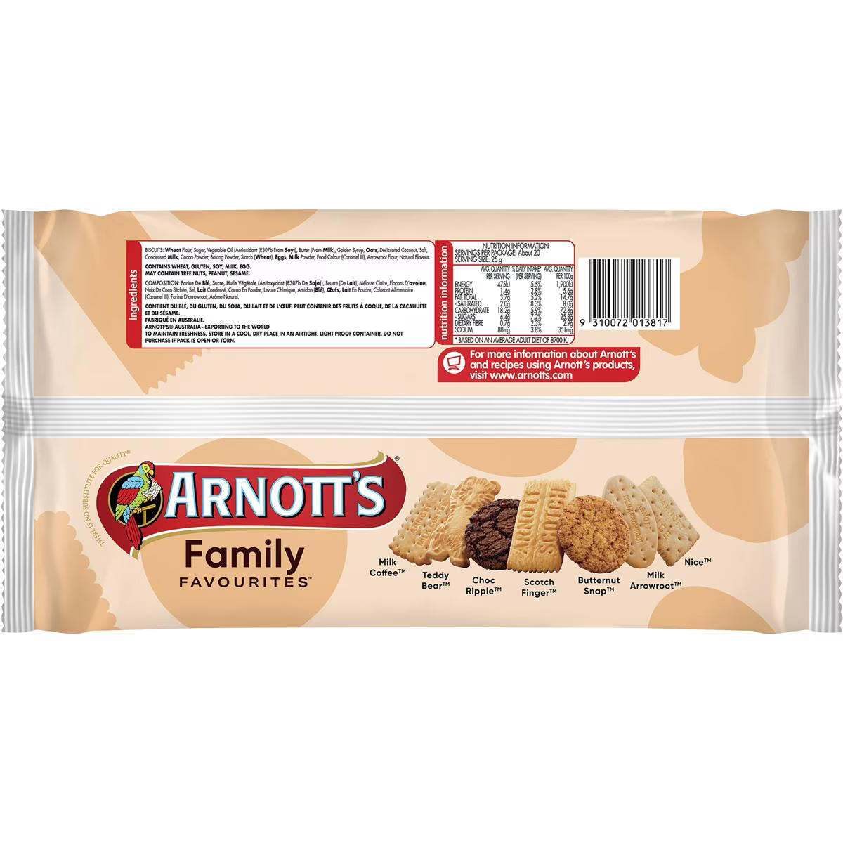 Arnott's Family Favourites Assorted Biscuits 500g | Worldwide Shipping