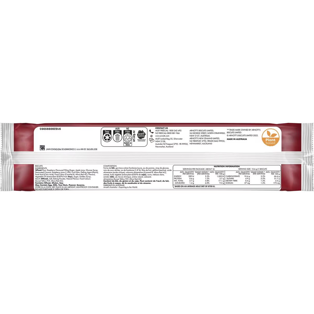 Arnott's Raspberry Shortcake Arnott's Raspberry Shortcake Biscuits 250g | International Delivery