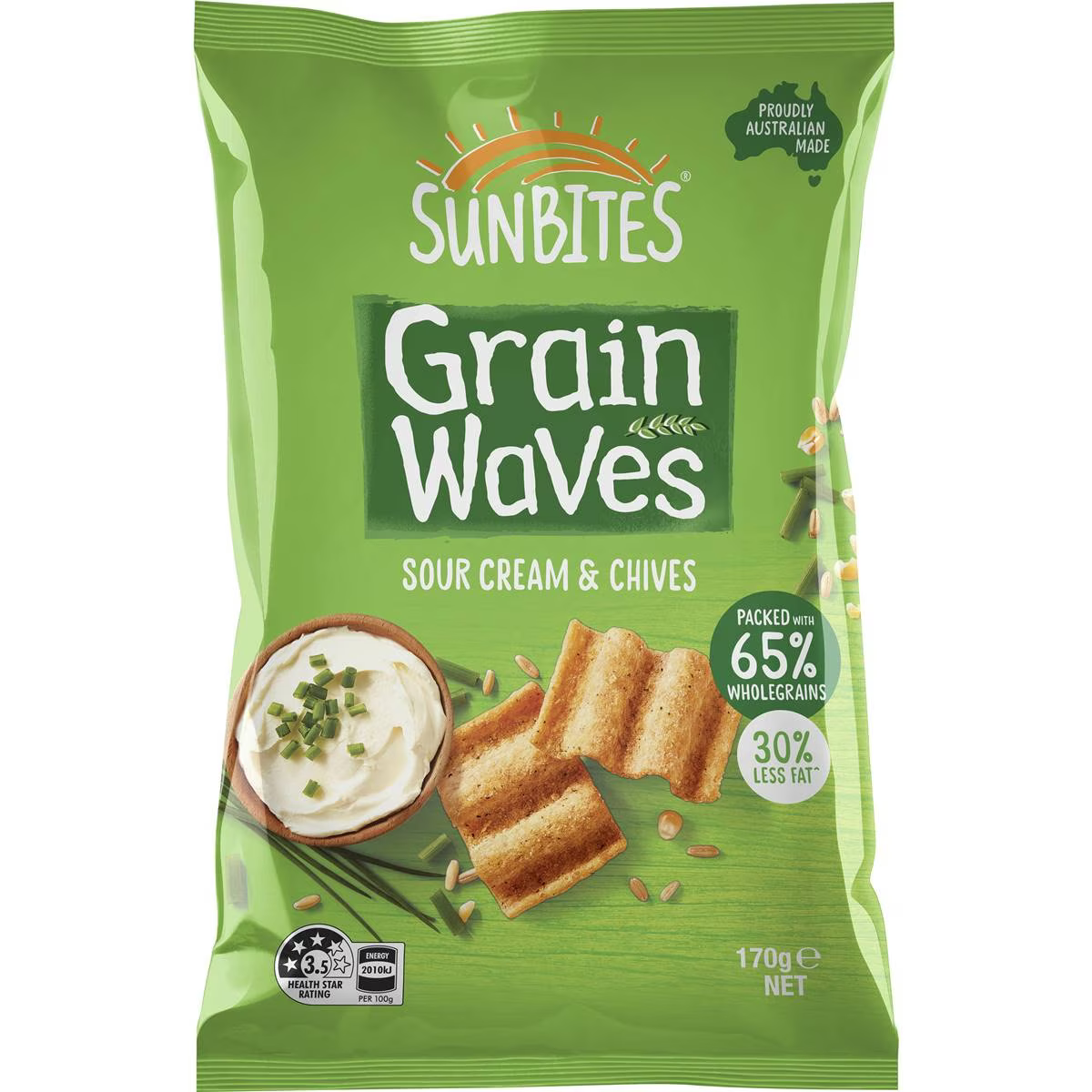 Sunbites Grain Waves Chips Sour Cream & Chives 170g | Worldwide Shipping