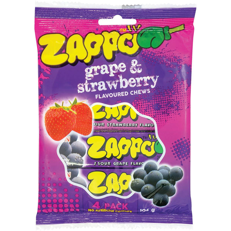 Zappo Strawberry & Grape Flavoured Chews (4 Pack) 104g