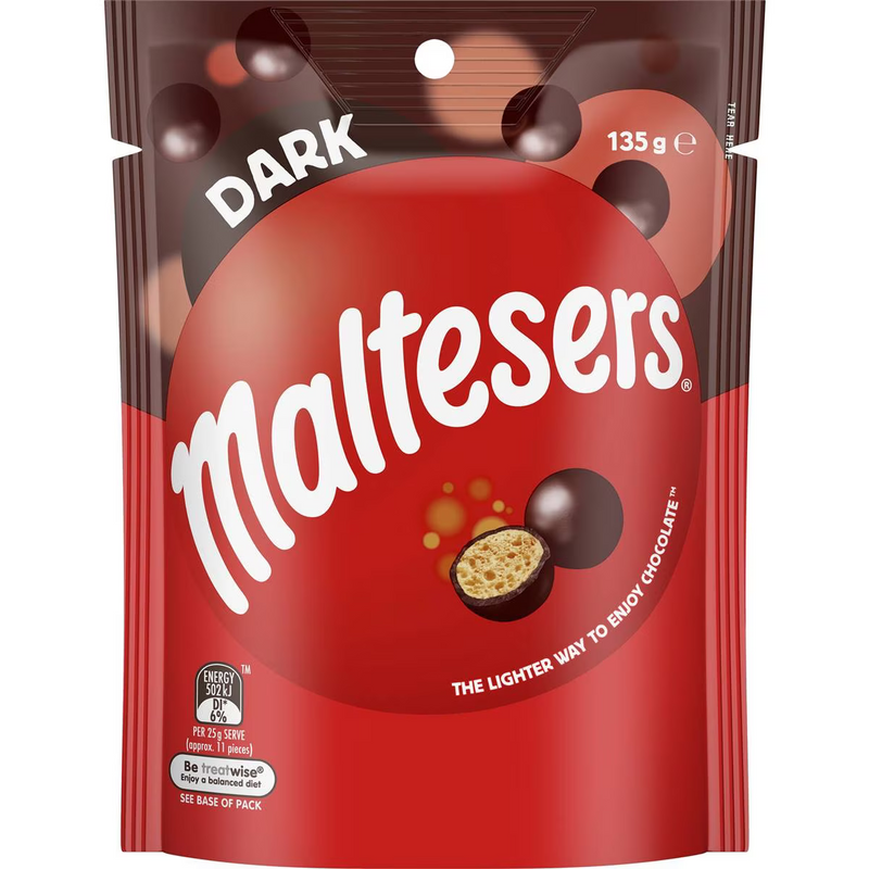 Maltesers Dark Chocolate Snack & Share Bag 135g