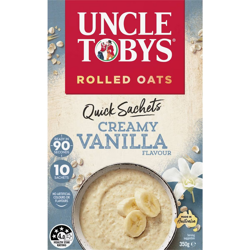Uncle Tobys Oats Quick Sachets Creamy Vanilla Porridge 350g