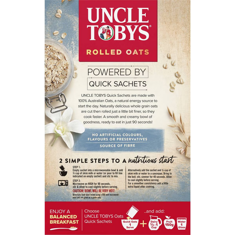 Uncle Tobys Oats Quick Sachets Creamy Vanilla Porridge 350g