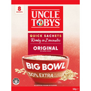 Uncle Tobys Oats Quick Sachets Big Bowl Original Porridge 8 Pack 368g