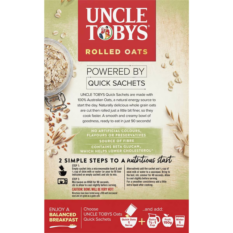 Uncle Tobys Oats Quick Sachets Hi-fibre Porridge 320g