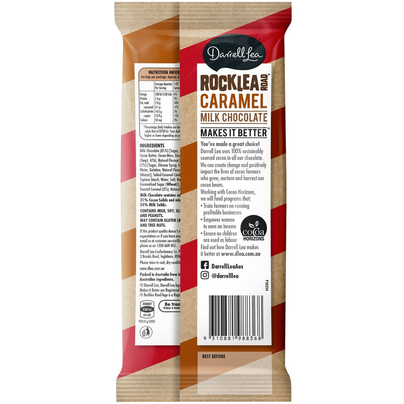 Darrell Lea Rocklea Road With Caramel Bits Chocolate Block 160g
