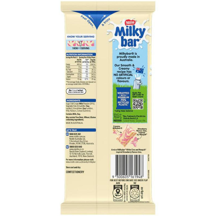 Nestle Milkybar Nesquik Strawberry Block 170g | Worldwide Shipping