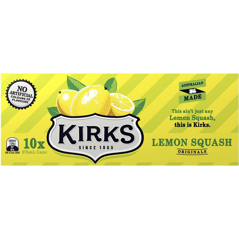 Kirks Lemon Squash Cans 10 Pack 375ml