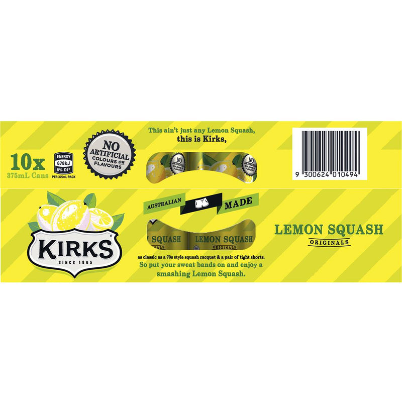 Kirks Lemon Squash 375ml Cans (10 Pack)