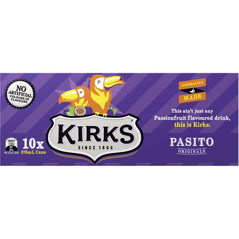 Kirks Pasito Cans 10 Pack 375ml