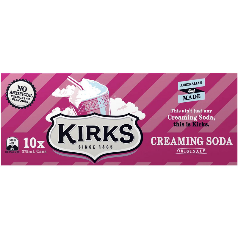 Kirks Creaming Soda Cans 10 Pack 375ml