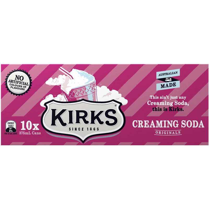 Kirks Creaming Soda 375ml Cans (10 Pack)