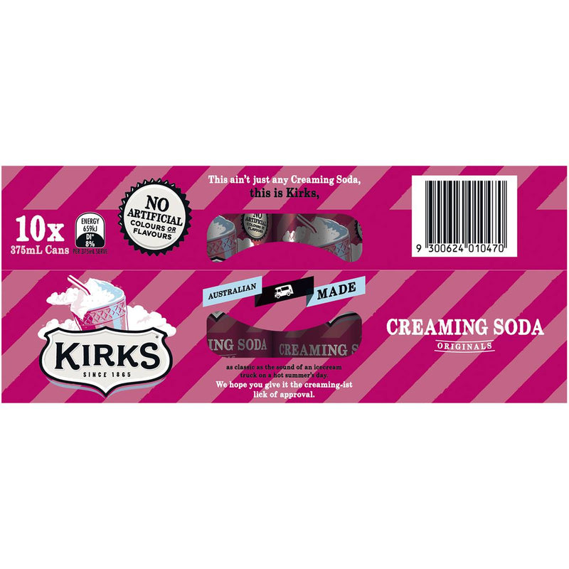 Kirks Creaming Soda Cans 10 Pack 375ml