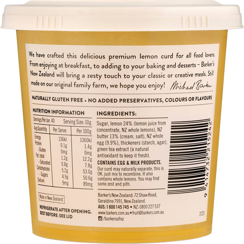 Barker's Lemon Curd 420g