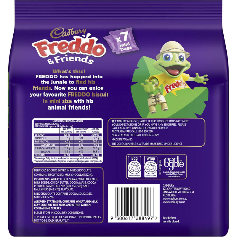 Cadbury Freddo & Friends Chocolate Biscuits 7 Pack 139g