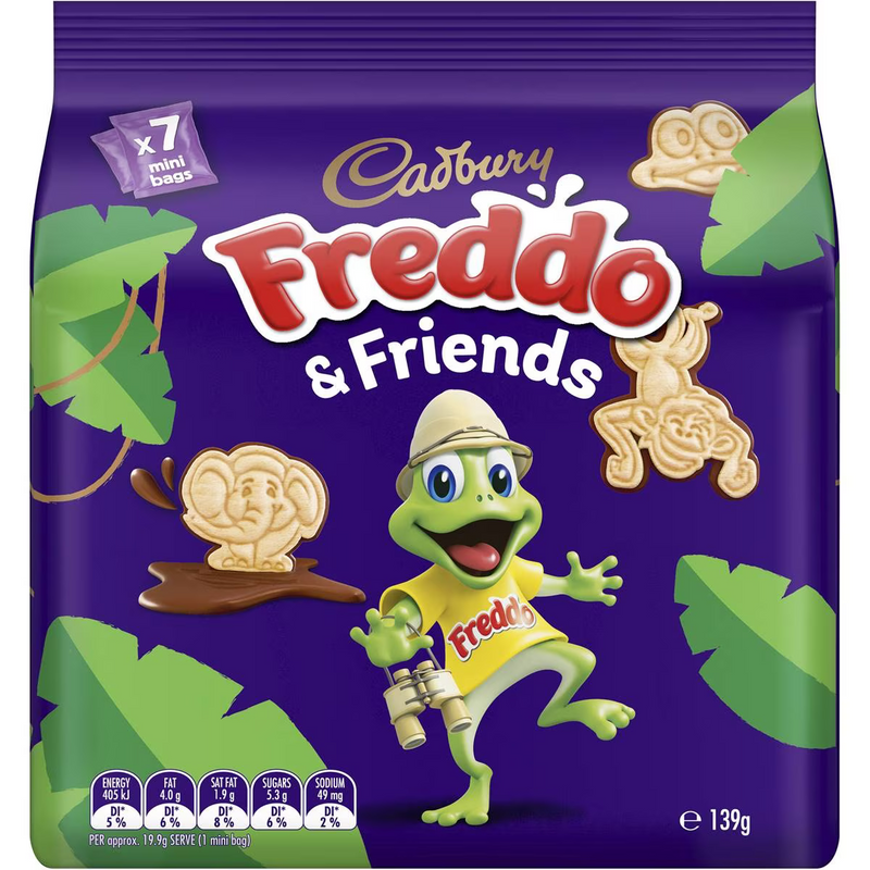Cadbury Freddo & Friends Chocolate Biscuits 7 Pack 139g