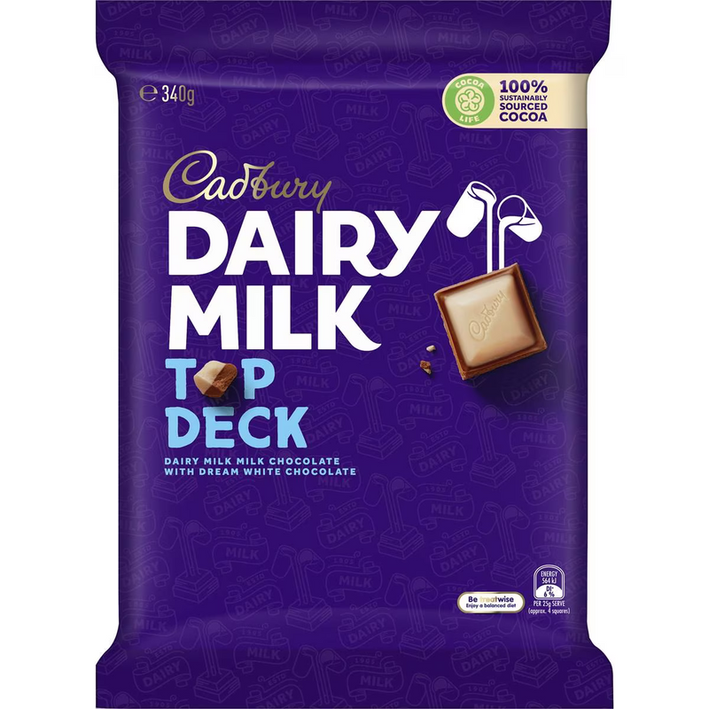 Cadbury Dairy Large Milk Top Deck Chocolate Block 340g