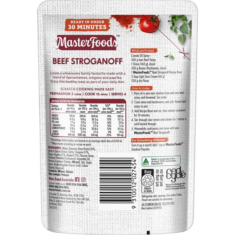 Masterfoods Beef Stroganoff Recipe Base 170g