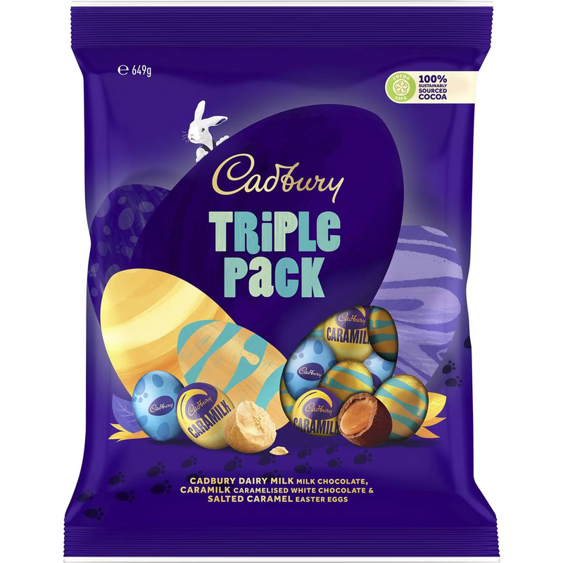 Cadbury Triple Pack Chocolate Easter Egg Bag 649g