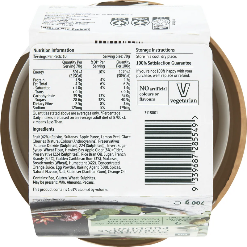 Woolworths Matured Christmas Pudding 700g