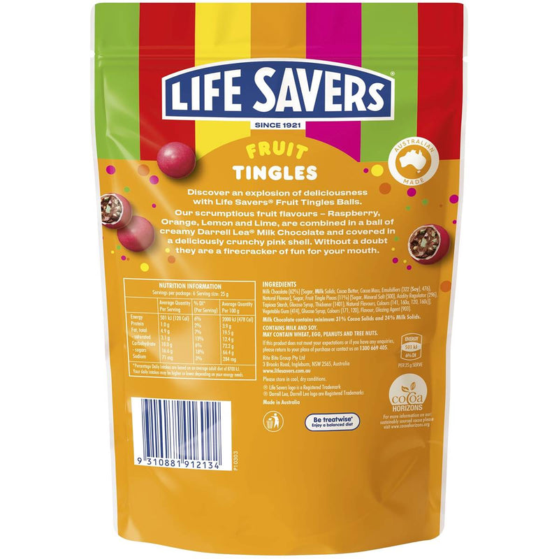 Darrell Lea Lifesavers Fruit Tingles Balls 150g