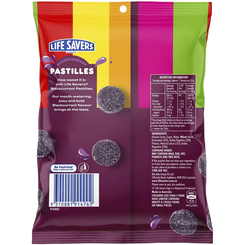 Lifesavers Blackcurrant Pastilles 180g