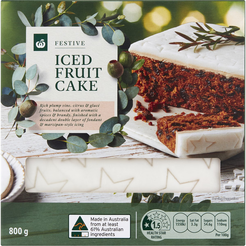Woolworths Iced Fruit Cake 800g
