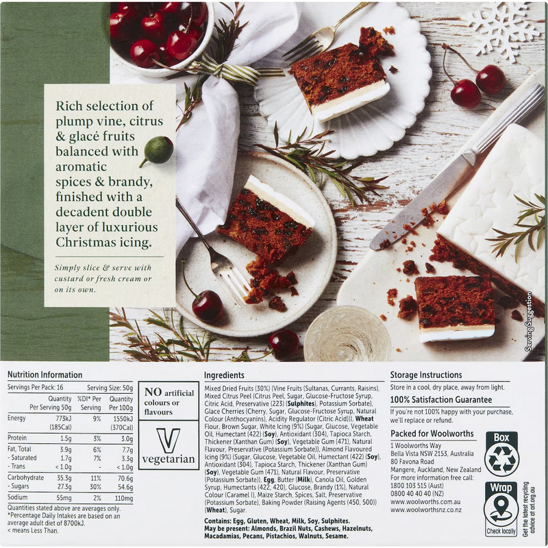 Woolworths Iced Fruit Cake 800g