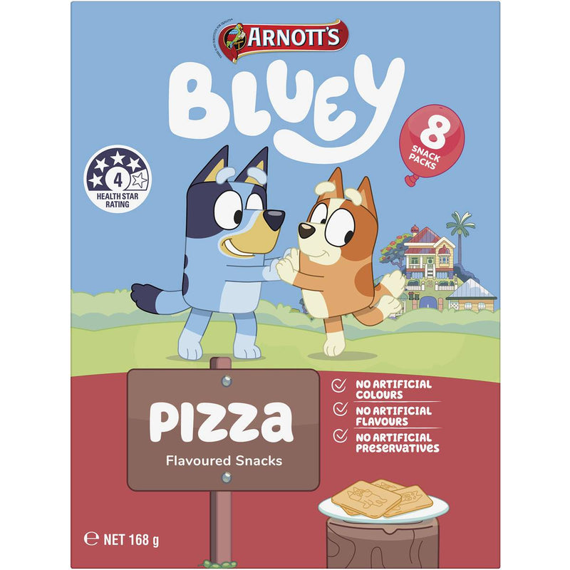 Arnott's Bluey Pizza Flavoured Snacks 8 Pack 168g