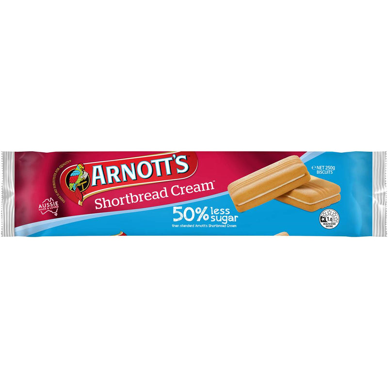 Arnott's Shortbread Cream Biscuits 50% Less Sugar 250g