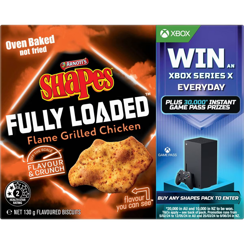 Arnott's Shapes Fully Loaded Flame Grilled Chicken 130g